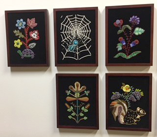 Beaded works by artist Leah Yellowbird