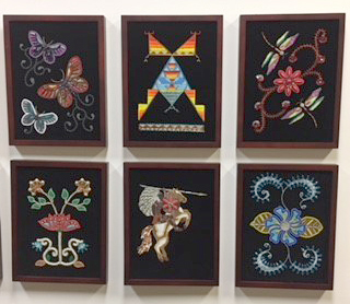 Beaded works by artist Leah Yellowbird