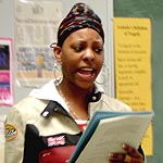 Brittany McClay reciting poetry