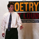 Luke Vanderlinden reciting poetry